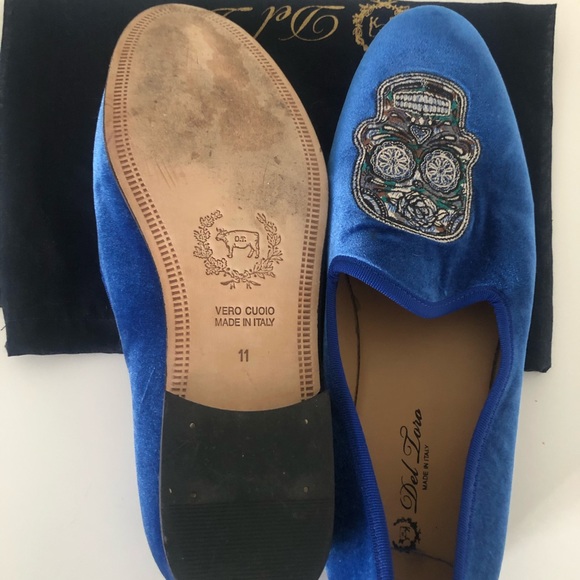 Del Toro - Dia de los muertos- Slip Ons - Blue - Picture 2 of 3